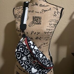 Brighton Black and White Heart Crossbody Bag